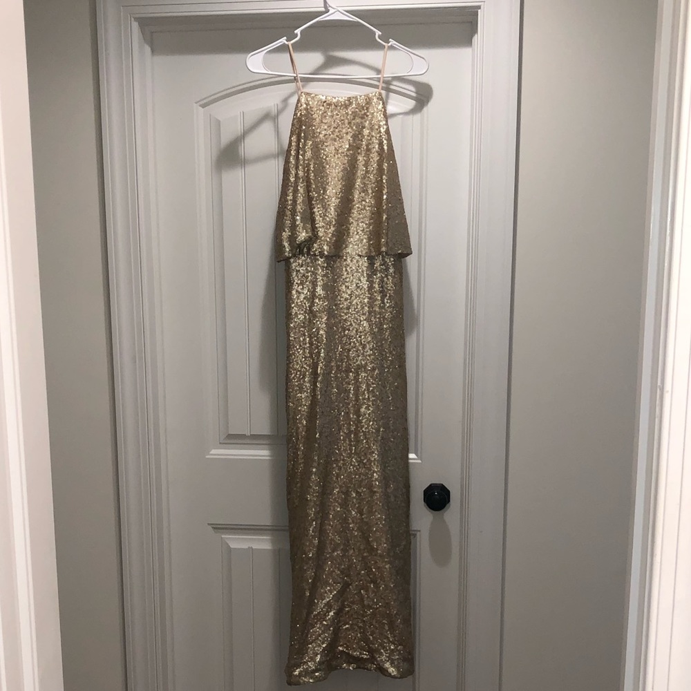 Theia Bridesmaids Azalea Dress in Matte Gold